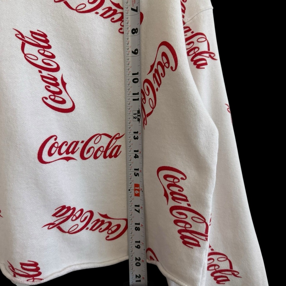 Coca Cola  Spellout Long Sleeve Cropped Red White Pullover Sweatshirt XXL #401‎ - Picture 4 of 8